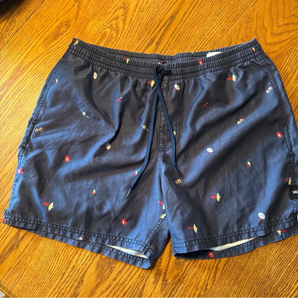 Vans Navy Swim Shorts with Light Blue Lining